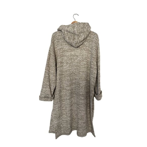 St. John Long Hoodie Sweater Bouclé In Ecru Melange Tweed Knit Hooded Sweatshirt - Picture 12 of 17